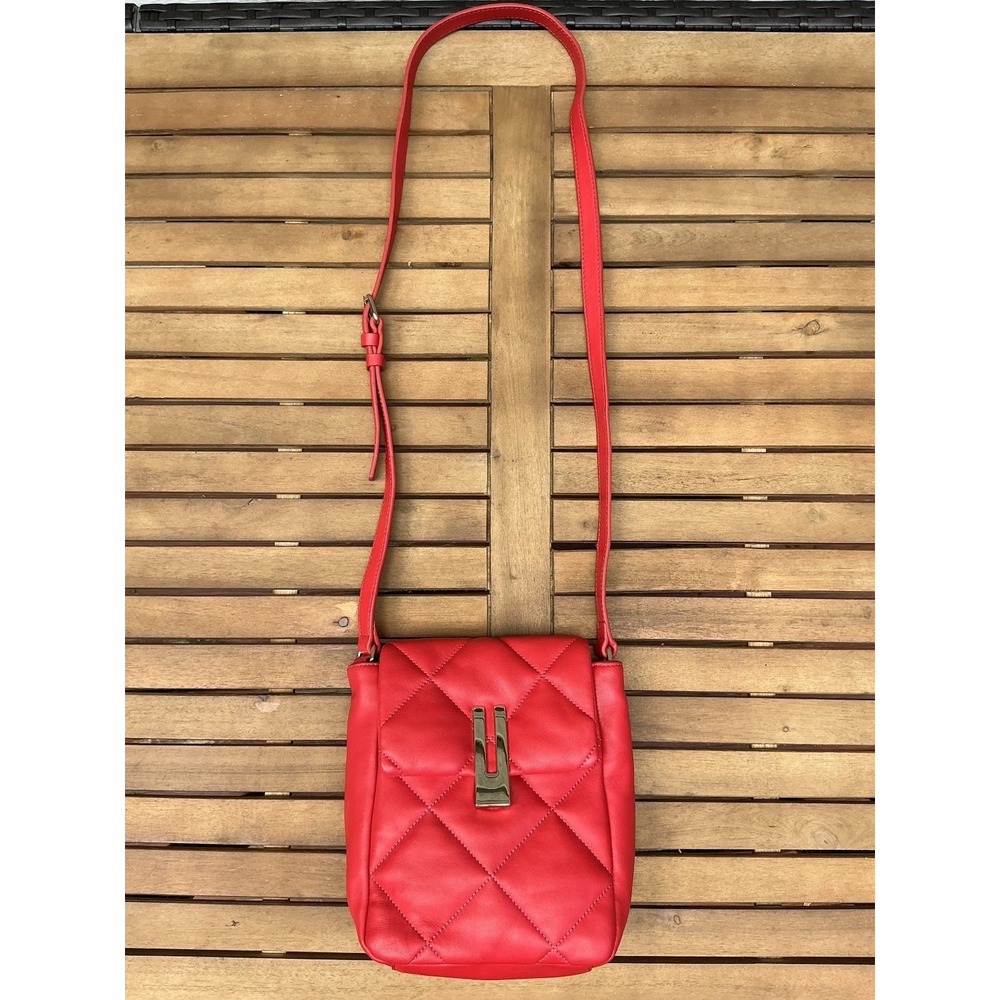 Vince Camuto Red Quilted Leather Soft Crossbody Bag Shoulder Purse - Picture 5 of 8